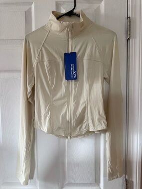 Light Cream Women's Lightweight Zip-Up Bomber Jacket